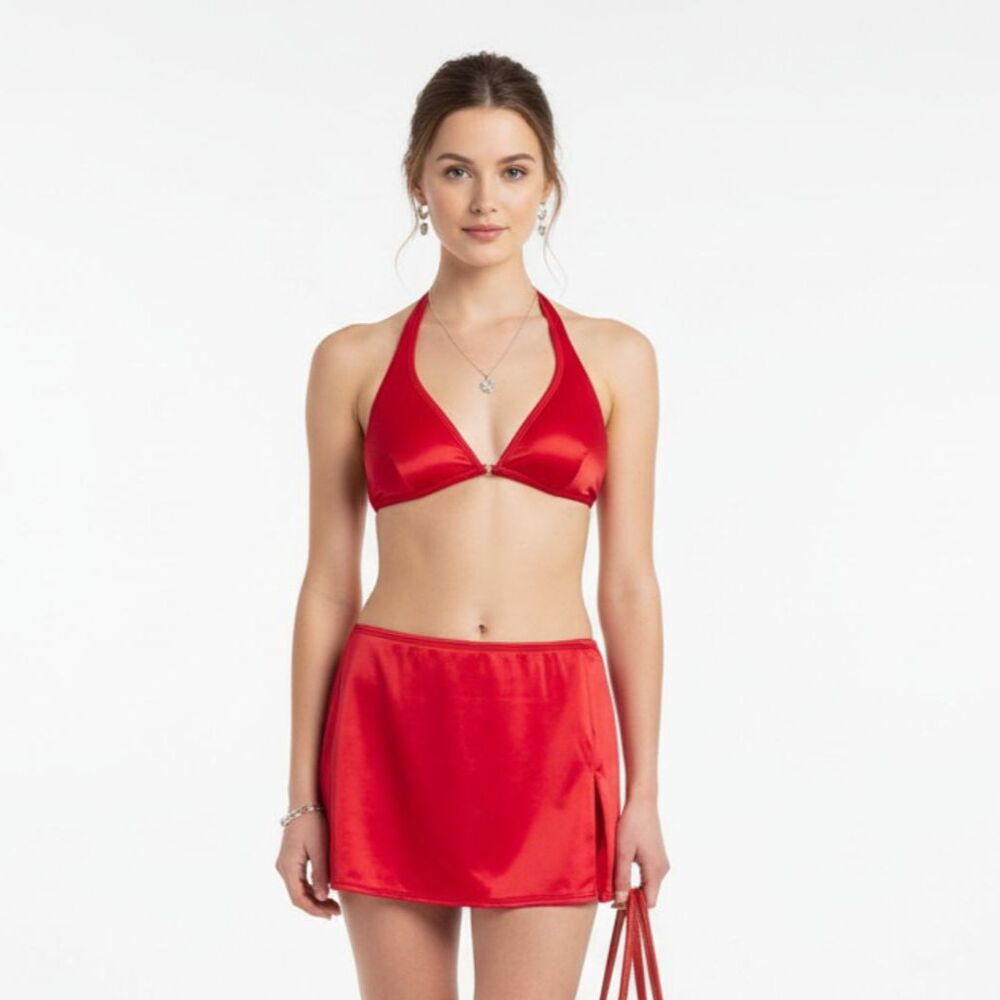 Athena Red Skirted Halter Bikini 2 Piece Swimsuit 10